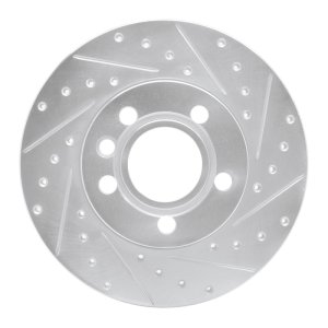 Volkswagen EuroVan Brake Rotor (1) - Front Right - R1 Concepts - Drilled & Slotted - Silver - `96-`00